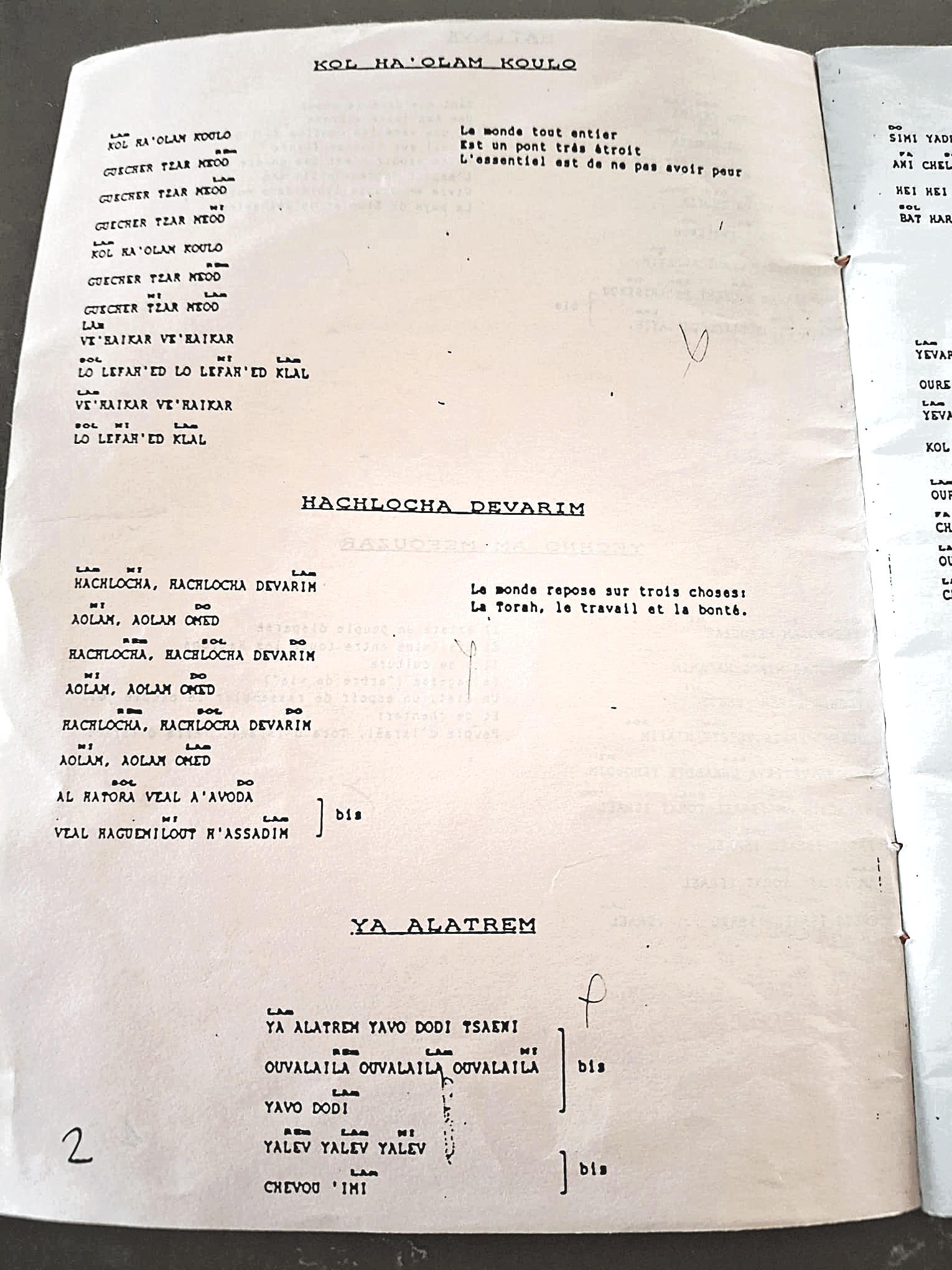 Page du carnet